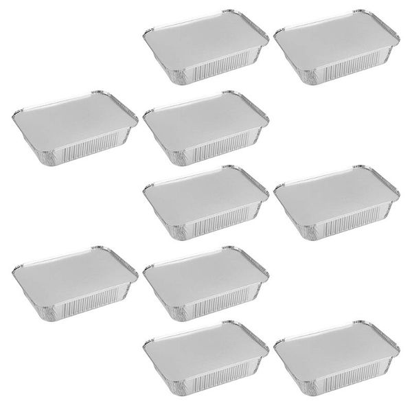 

tools & accessories 20pcs disposable barbecue packaging pans rectangular tin fish bbq silver