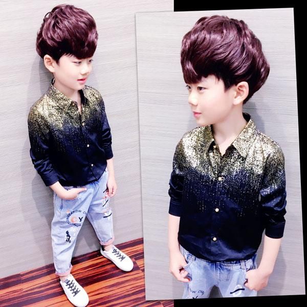 

boy's gilt long-sleeve shirt shirts, White;black