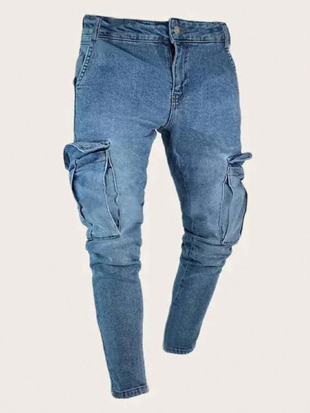 

men pocket side skinny jeans 16fg#, Blue