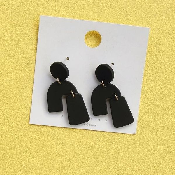 

dangle & chandelier aomu 1pair fashion vintage black acrylic geometric irregular round oval long drop earrings for women 2021 jewelry gifts, Silver