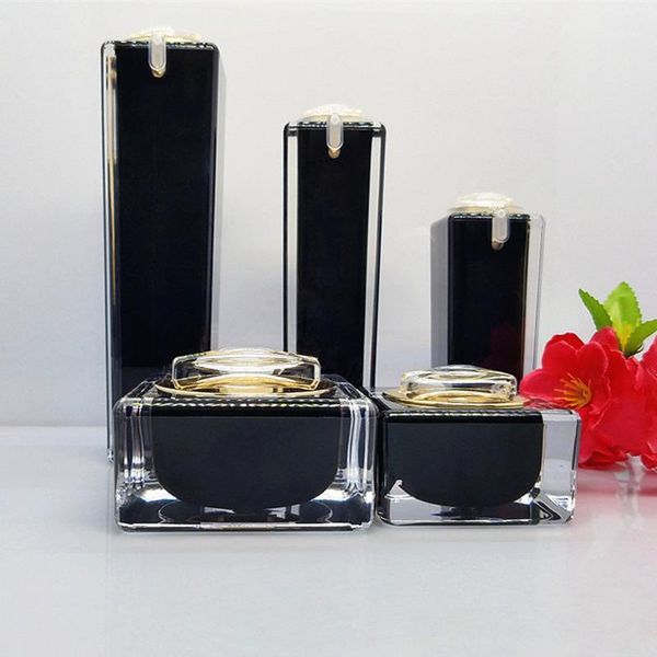 

storage bottles & jars square black acrylic lotion cream cosmetic luxury skin care jar , pump container ,acrylic pot f029