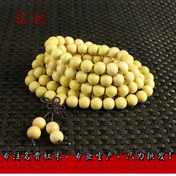 

small leaf boxwood bracelet 108 wooden buddha beads bracelet, Black