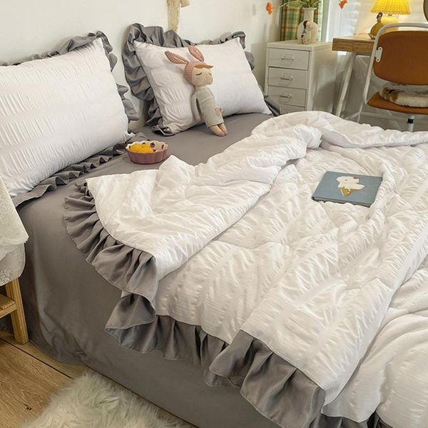 

comforters & sets seersucker summer blanket four-piece set spring and autumn machine washable thin quilt washed cotton single double