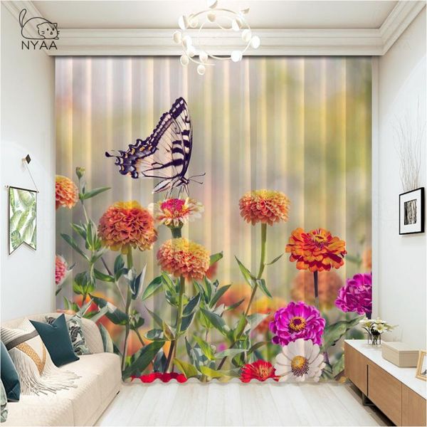 

red rose and butterfly curtains for bedroom home el printed purple cafe house decoration curtain rod micro shading & drapes