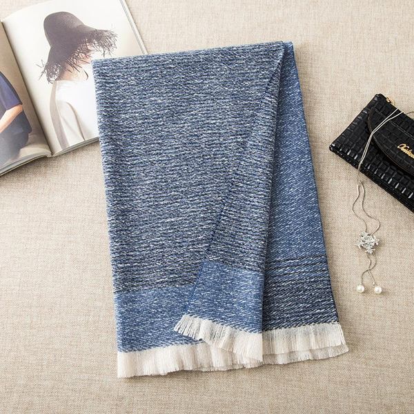 

winter scarf men women warm fashion patchwork stripe scarves, Blue;gray