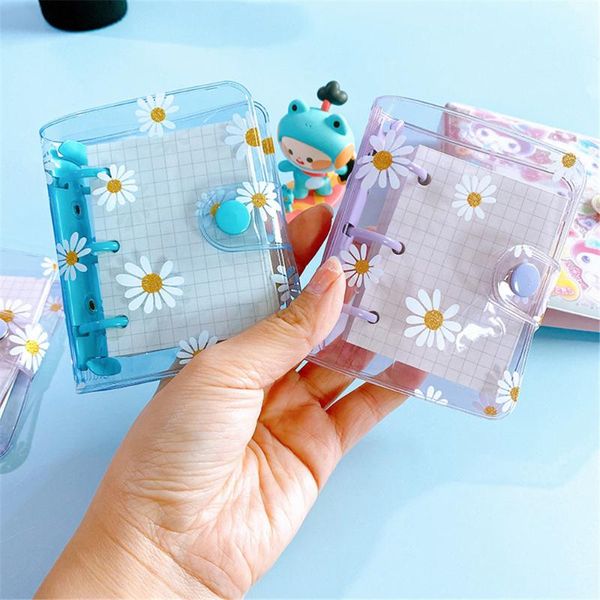 

notepads mini 3 holes loose leaf notebook cute daisy binder ring hand book file folder kawaii planner office school journals, Purple;pink