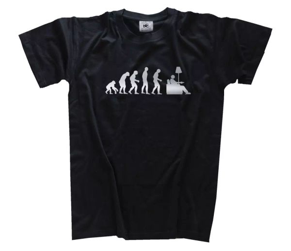 

silver edition couch potatoe tv television television evolution t-shirt s-xxxl, White;black