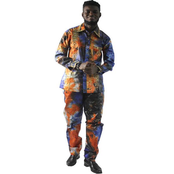 

2021dashiki men clothing african print ankara shirt nigerian clothes long sleeve pants set bazin broder africaine ropa hombre, Red