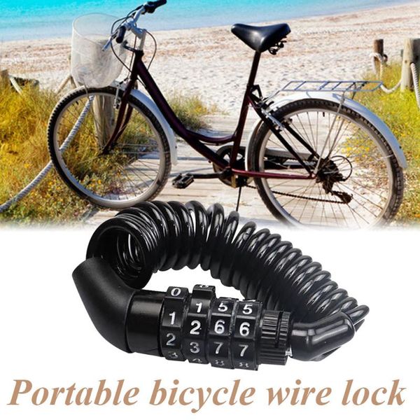 

bike locks cycling security cable 4-digit combination password bicycle lock universal anti-theft