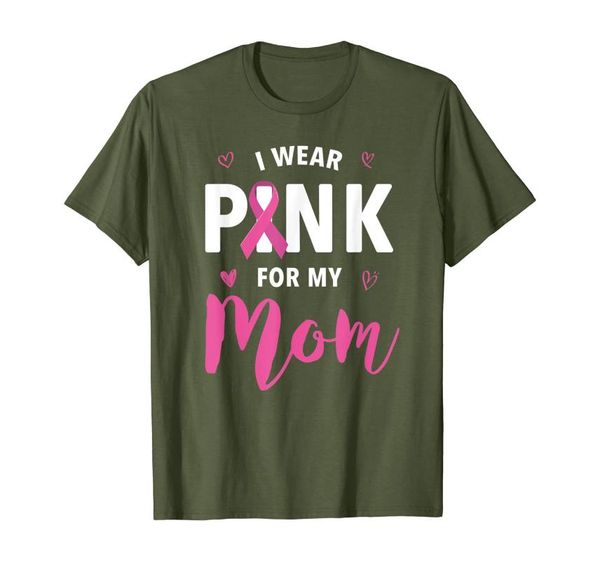 

men's t-shirts i wear pink for my mom breast cancer awareness t-shirt, White;black