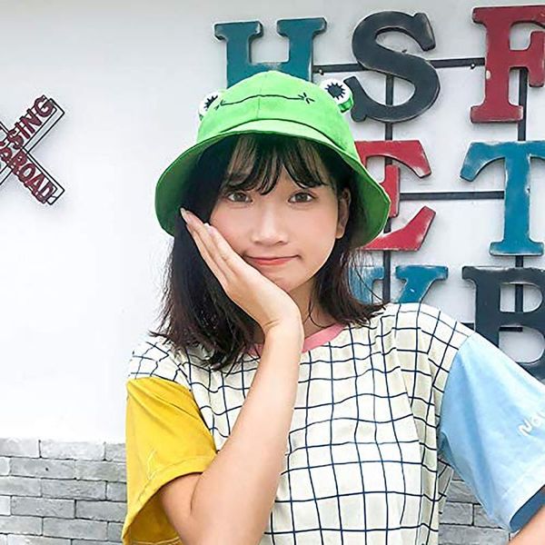 

wide brim hats cute animal hiking beach fishing cap spring summer autumn pography bucket hat female sunhat, Blue;gray