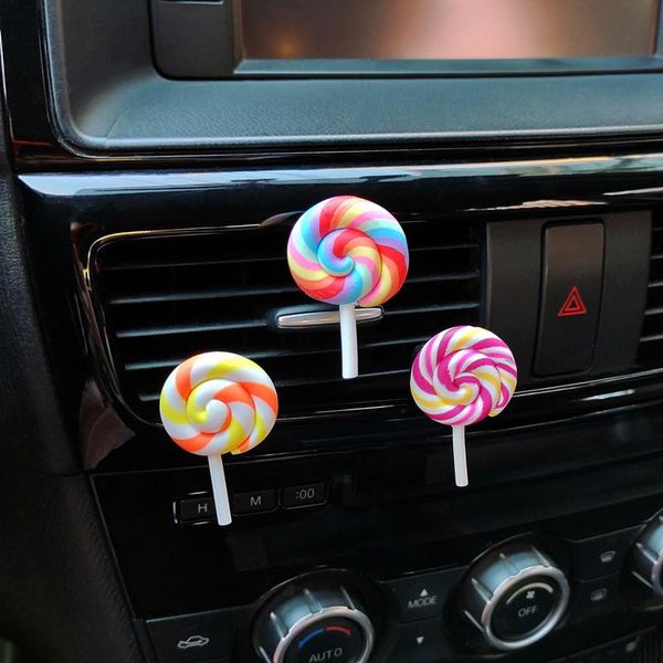 

car air freshener simulation rainbow lollipop perfume resin plastic colorful model cute accessories interior woman