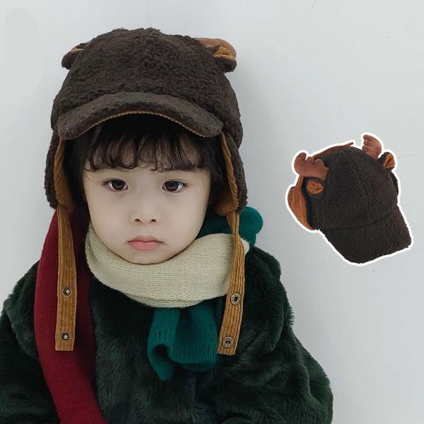 

baby hats season lovely fawn peaked cap men and women children autumn keep warm northeast earmuffs hat baseball caps &, Yellow