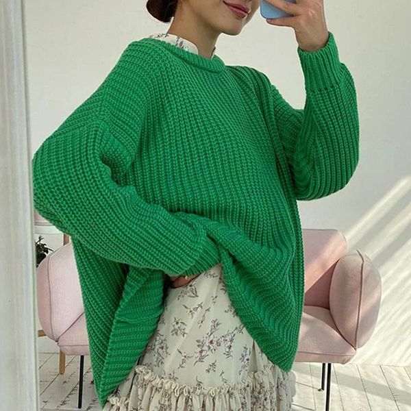 

women's sweaters fashion autumn winter knitted solid sweaters for women causal sleeve long sweater ladies oversize vintage jumpers e0rs, White;black