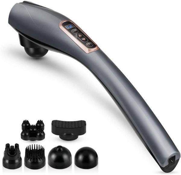 

massage gun handheld back massager, 6 interchangeable nodes,massager deep tissue for muscle foot neck shoulder leg body