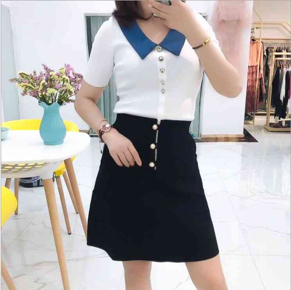 

tee white summer shirts hit lapel short sleeve knitted shirt ladies women tshirt