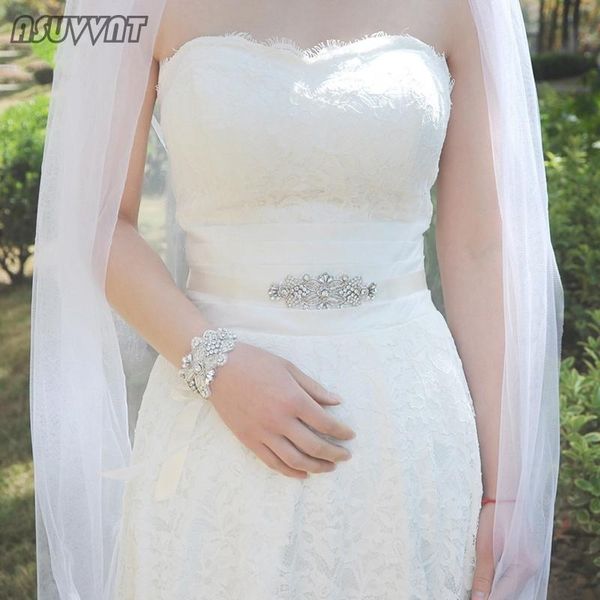 

wedding sashes elegant belt rhinestone bridal belts romantic ribbon crystal flowers for party bridesmaid girdle lady accessories, White