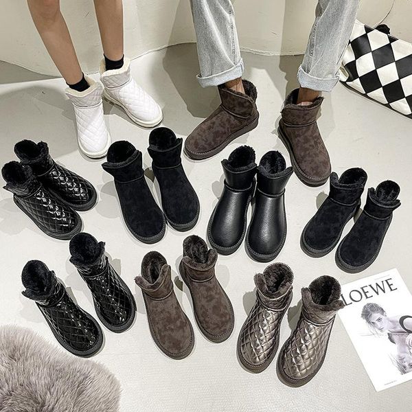 

boots winter women 2021 plus size slip-on solid snow fashion warm short ladies comfortable women's cotton shoes, Black