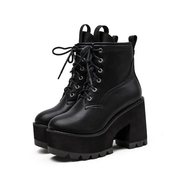 

boots ankle punk style black waterproof shoes demonia botas militares mujer autumn winter thick bottom ljb233-1