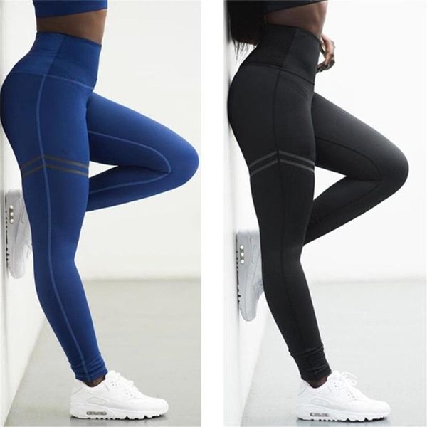 

women's leggings women sport pants with pockets jogging workout running stretch high elastic gym tights, Black