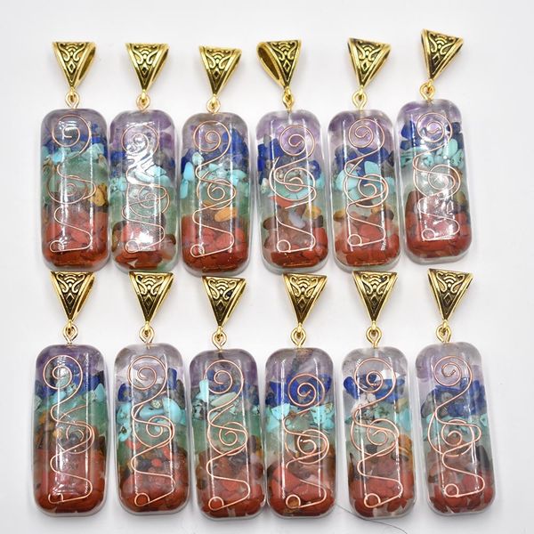 

retro natural healing 7 colors chakra stone charms amethysts lapis lazuli pillar pendant wholesale for necklace jewelry making acc, Bronze;silver
