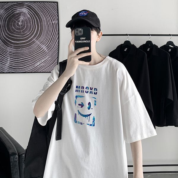 

t-shirts short t-shirt men's trend loose 2021 printed 5-sve brand personality fashion half sve, White;black