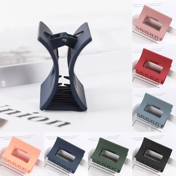 

frosted hair claws solid color hair clip geometric hollow horsetail clip resin hair claws square hairpins hairgrips barrettes, Slivery;golden