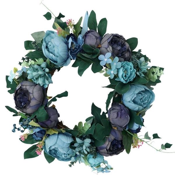 

european household wreathe retro blue simulation peony cane decorate wall act the role of the wedding