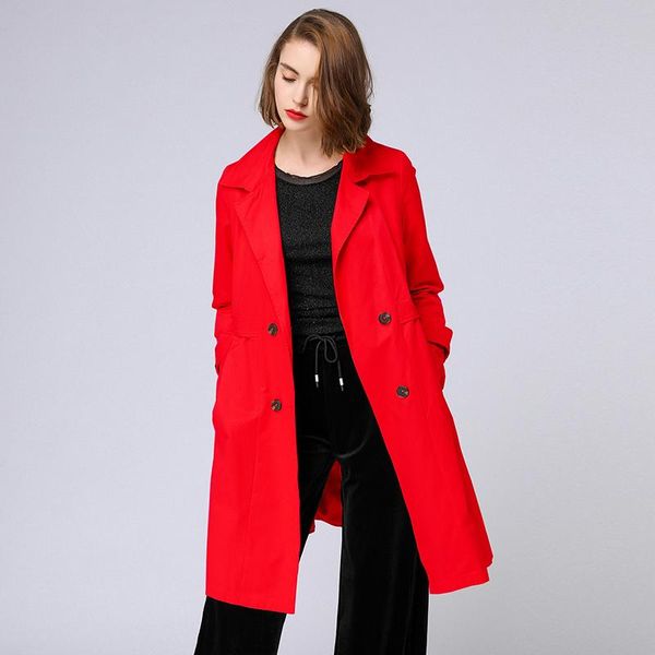 

women's trench coats plus size fashion coat loose casual turn-down collar elegance a-line autumn winter large ladies', Tan;black