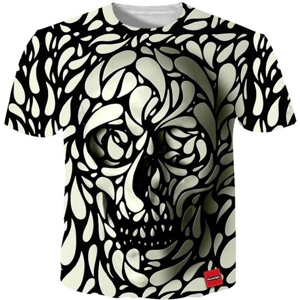 CloudStyle 3D Tshirt Homens 3d Crânio Impressão Moda Marca Hipster Harajuku Tees Shirt Top Verão Cool Streetwear como tamanho 5xl 210324