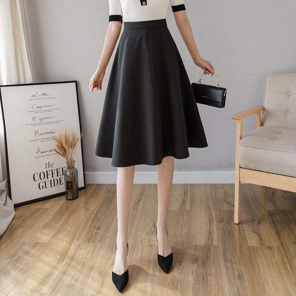

casual dresses midi skirt for women office lady elegant big swing a line zipper side high waist s womens summer woman s quj7, Black;gray