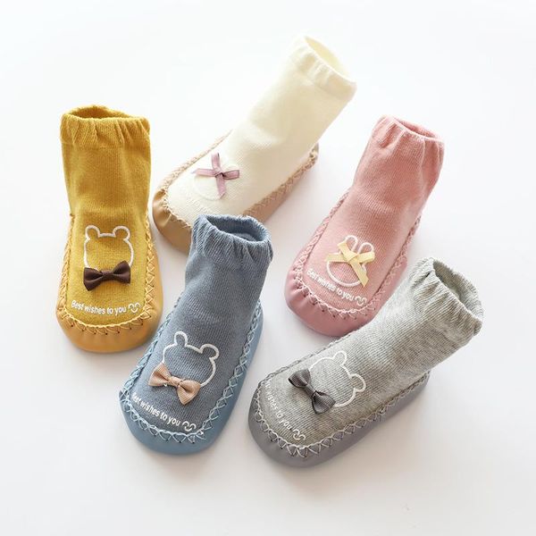 

first walkers cotton cartoon baby shoes non slip soft boy girl toddler cute bow knot infant floor socks