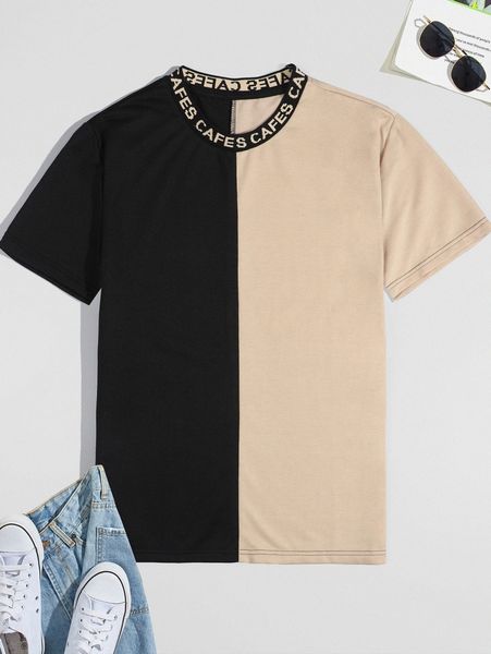 

men letter graphic colorblock tee x4bs#, White;black