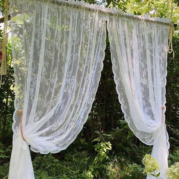 

modern white lace tulle for living room curtains flowers floral transparent wedding decoration curtain & drapes