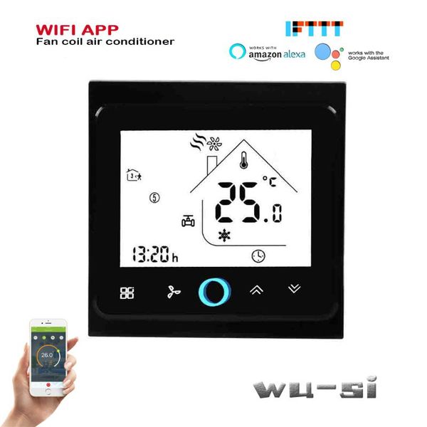 

smart home control 24vac 95-240vac tuya wifi thermostat 4p/2p fan coil thermostat,works with alexa google