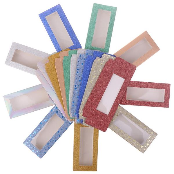 

false eyelashes 10set 25mm flash blank square box for package paper color carton with tray diy custom logo