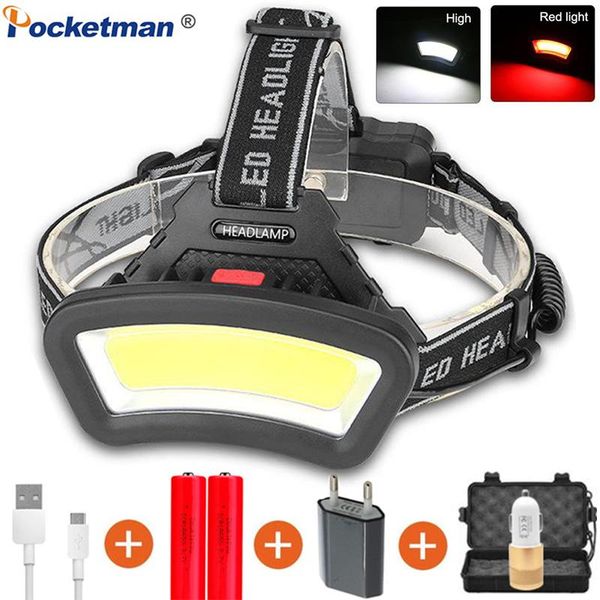 

headlamps cob led headlamp usb rechargeable headlight waterproof head torch use 18650 battery for camping exploring