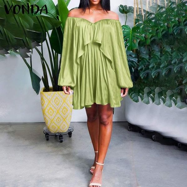 

casual dresses off sholuder dress summer v neck lace ruffled party 2021 vonda office ladies sundress beach holiday female vestido, Black;gray