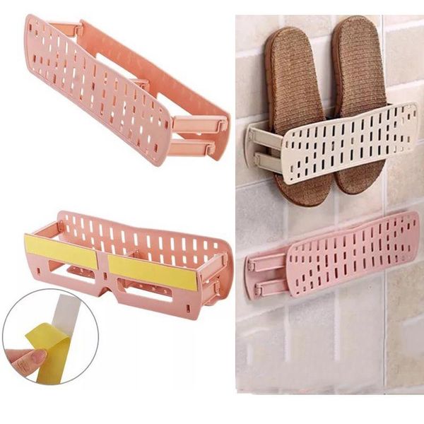 

foldable shoe rack wall-mounted paste home simple storage bathroom wall slippers shelf organizer clothing & wardrobe