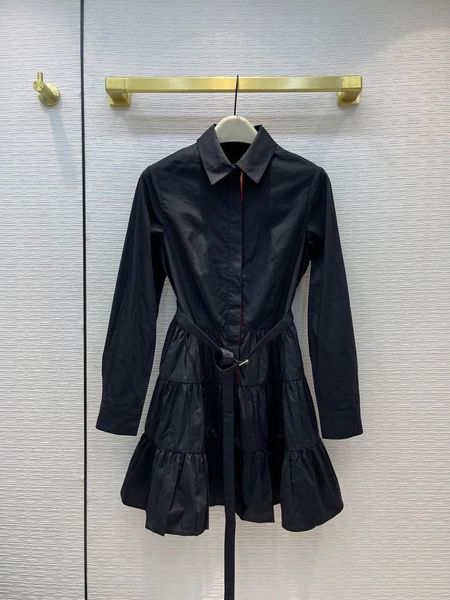 

casual dresses black dress for women lapel long sleeve slim 3d cut high waist big hem ruffles autumn 2021, Black;gray