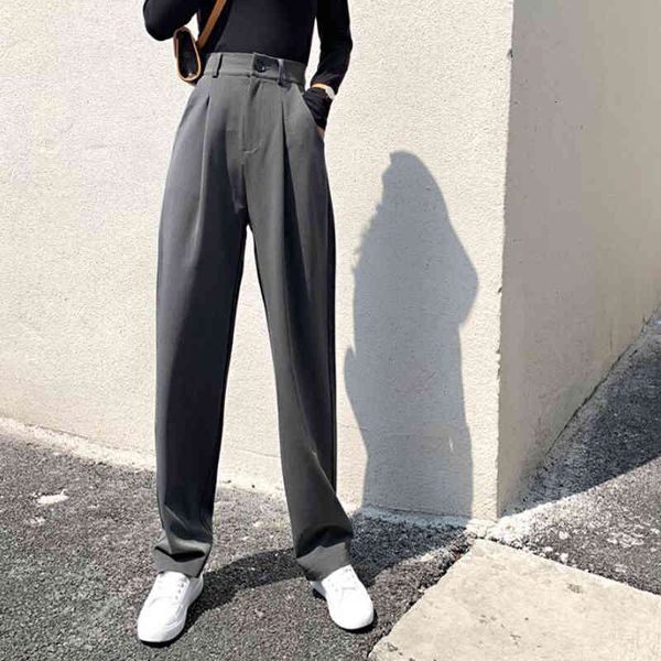 

pants chic high waist loose straight pants women office ladies suit pant spring female long trousers pantalon femme lgfg, Black;white