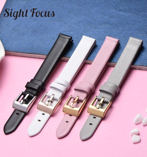 

watch bands 12mm universal calfskin genuine leather straps for 5158517, 5158544, 5158972 bracelet women crystalline oval female, Black;brown