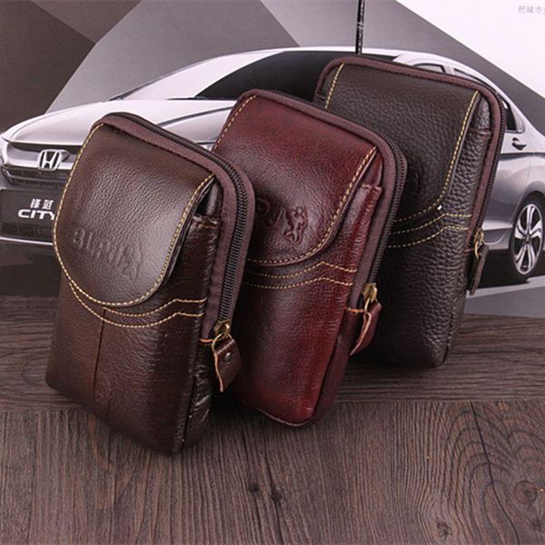

men genuine leather waist pack bag mini phone pockets bum pouch money chest purse male fanny bags vintage wallets, Red;black