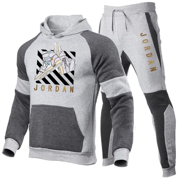 

men's tracksuits stand-collar jacket suits, autumn and winter leisure sports fitness suits., Gray
