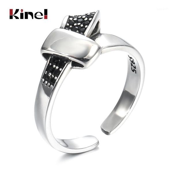 

cluster rings kinel 100% genuine 925 sterling silver bow ring cz irregular finger for women authentic vintage jewelry1, Golden;silver