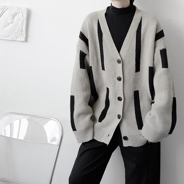 

men's sweaters autumn cardigan men vintage fashion loose casual knitwear coat man women couple korean streetwear sweater jacket, White;black