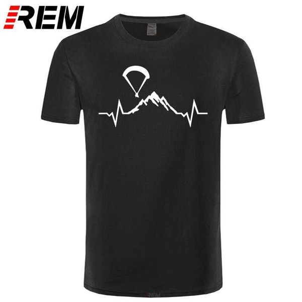 

paragliding mountains ecg heartbeat t shirt designer summer style men breathable streetwear xs-5xl pattern sale 210629, White;black