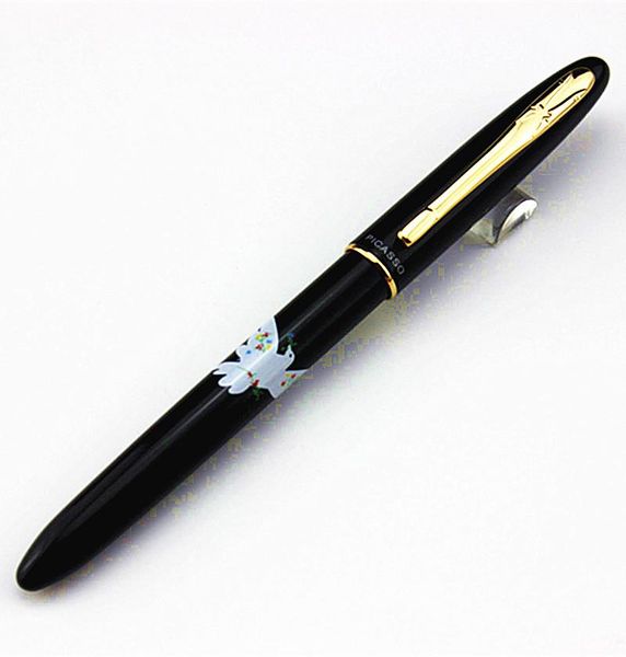 

fountain pens picasso 606 elegant black and golden dove of peace pen
