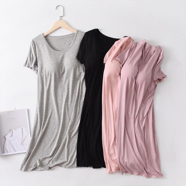 

fdfklak nightgowns modal sleeping dress womens sleepwears long nighty lingerie home plus size  xxl, Black;red