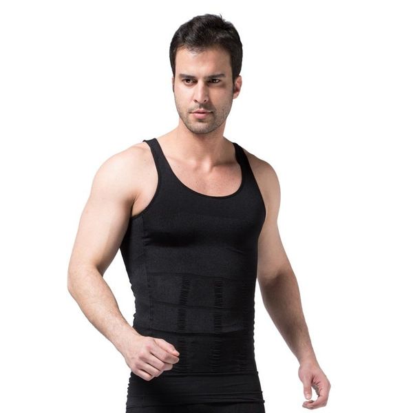 

men's body shapers slimming vest underwear shaper waist cincher corset tummy belly shapewear, Black;brown